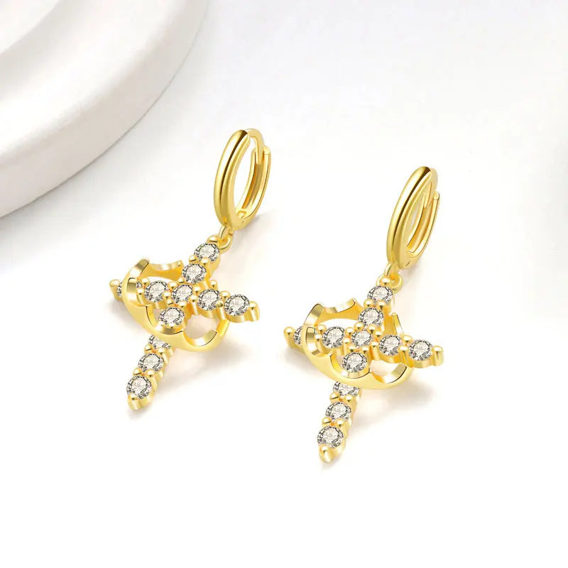 Crowned in Faith™ Cross Earrings (Gold & Silver)