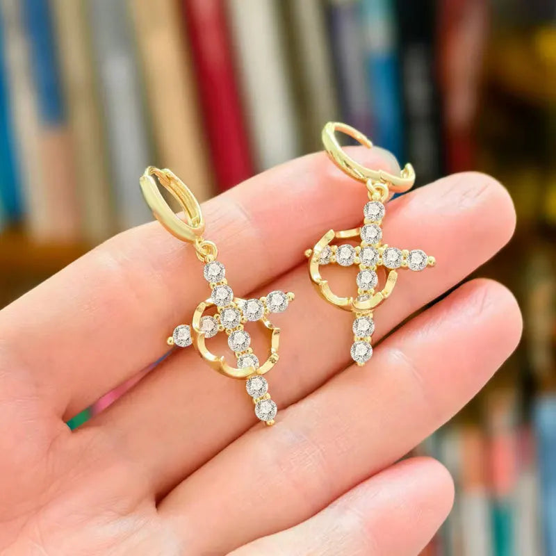 Crowned in Faith™ Cross Earrings (Gold & Silver)