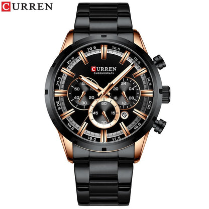 CURREN Men's Stainless Steel Luxury Sports Chronograph Watch - ClickerMans