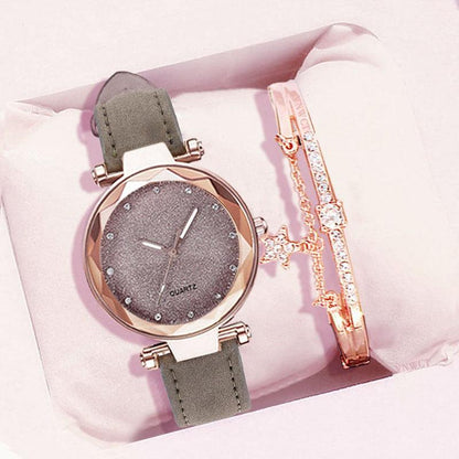 Women's Starry Sky Leather & Rhinestone Watch - ClickerMans